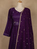 Purple Floral Sequin Embroidery Georgette Salwar Suit - Diadem