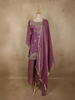 Purple Floral Sequins And Beads Embroidered Design Organza Palazzo Suit with Dupatta