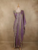 Purple Floral Sequins And Beads Embroidered Design Organza Palazzo Suit with Dupatta