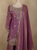 Purple Floral Sequins And Beads Embroidered Design Organza Palazzo Suit with Dupatta