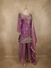 Purple Floral Sequins And Beads Embroidered Design Organza Palazzo Suit with Dupatta