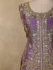 Purple Floral Sequins And Beads Embroidered Design Organza Palazzo Suit with Dupatta