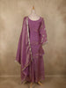 Purple Floral Sequins And Beads Embroidered Design Organza Palazzo Suit with Dupatta