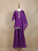 Purple Floral Sequins Embroidered Crepe Kids Sharara Suit with Dupatta