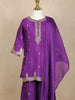 Purple Floral Sequins Embroidered Crepe Kids Sharara Suit with Dupatta