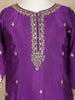 Purple Floral Sequins Embroidered Crepe Kids Sharara Suit with Dupatta