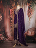 Purple Floral Sequins Embroidered Design Crepe Palazzo Suit