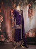 Purple Floral Sequins Embroidered Design Crepe Palazzo Suit
