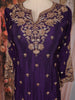 Purple Floral Sequins Embroidered Design Crepe Palazzo Suit