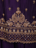 Purple Floral Sequins Embroidered Design Crepe Palazzo Suit
