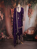 Purple Floral Sequins Embroidered Design Crepe Palazzo Suit