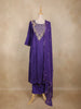 Purple Floral Thread Embroidered Cotton Salwar Suit with Dupatta