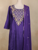 Purple Floral Thread Embroidered Cotton Salwar Suit with Dupatta