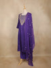 Purple Floral Thread Embroidered Cotton Salwar Suit with Dupatta