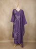 Purple Floral Thread Embroidered Design Cotton Straight Cut Salwar Suit