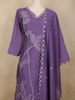 Purple Floral Thread Embroidered Design Cotton Straight Cut Salwar Suit
