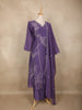 Purple Floral Thread Embroidered Design Cotton Straight Cut Salwar Suit