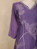 Purple Floral Thread Embroidered Design Cotton Straight Cut Salwar Suit