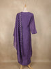 Purple Floral Thread Embroidered Design Cotton Straight Cut Salwar Suit