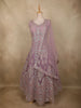 Purple Floral Thread and Mirror Embroidered Design Net Gown with Dupatta