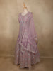 Purple Floral Thread and Mirror Embroidered Design Net Gown with Dupatta