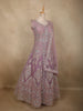 Purple Floral Thread and Mirror Embroidered Design Net Gown with Dupatta