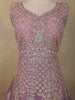 Purple Floral Thread and Mirror Embroidered Design Net Gown with Dupatta