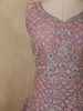 Purple Floral Thread and Mirror Embroidered Design Net Gown with Dupatta