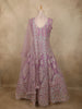 Purple Floral Thread and Mirror Embroidered Design Net Gown with Dupatta
