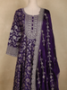 Purple Floral Woven Banarasi Silk Gown with Dupatta