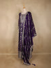 Purple Floral Woven Banarasi Silk Gown with Dupatta