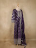 Purple Floral Woven Banarasi Silk Gown with Dupatta