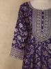 Purple Floral Woven Banarasi Silk Gown with Dupatta