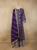 Purple Floral Woven Banarasi Silk Gown with Dupatta