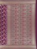 Purple Floral Woven Banarasi Silk Saree With Zari Border