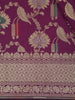Purple Floral Woven Banarasi Silk Saree With Zari Border