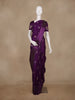 Purple Floral Woven Banarasi Silk Saree With Zari Border