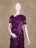 Purple Floral Woven Banarasi Silk Saree With Zari Border