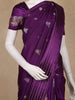 Purple Floral Woven Banarasi Silk Saree With Zari Border
