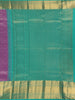 Purple Floral Woven Kanchipuram Silk Saree With Contrast Teal Green Zari Border