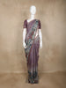 Purple Linen Cotton Saree With Artistic Village Motif Print