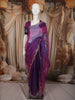 Purple Magenta Striped Zari Woven Design Pure Organza Saree with Scalloped Border