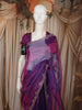 Purple Magenta Striped Zari Woven Design Pure Organza Saree with Scalloped Border