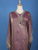 Purple Mirror Work Semi Silk Kaftan Suit - Diadem