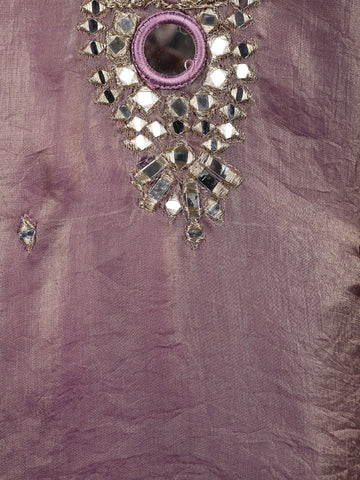 Purple Mirror Work Semi Silk Kaftan Suit - Diadem