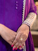 Purple Panel Designed Anarkali Georgette Gown With Zari Embroidered Sleeves