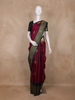 Purple Peacock Butta Woven Kanchipuram Silk Saree With Green Zari Border