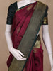 Purple Peacock Butta Woven Kanchipuram Silk Saree With Green Zari Border
