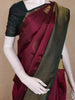 Purple Peacock Butta Woven Kanchipuram Silk Saree With Green Zari Border