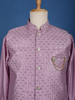 Purple Sequin Embroidered Brocade Kurta Pyjama - Diadem